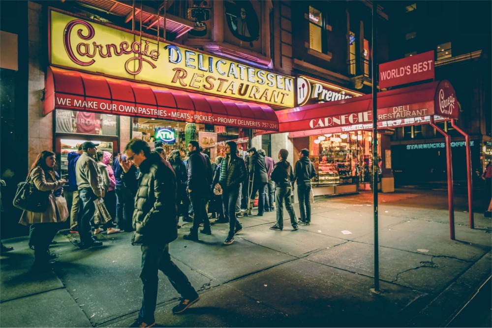 Carnegie Deli, 854 7th Avenue, Midtown Manhattan.