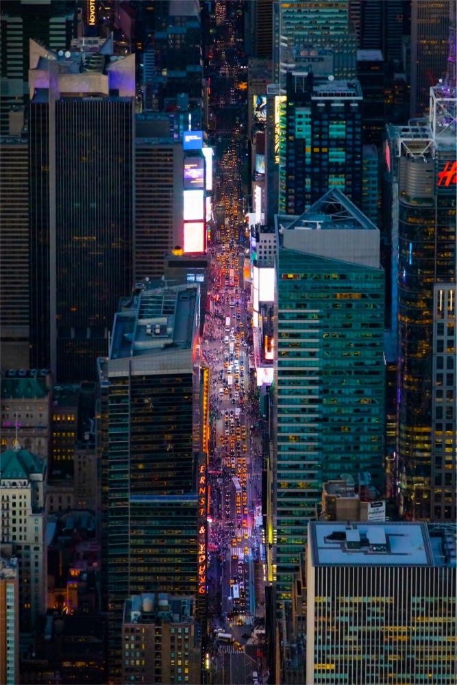 Aerial View, 7th Avenue, Times Square, New York.