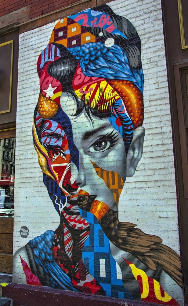 Audrey Hepburn street art by Tristan Eaton, New York.